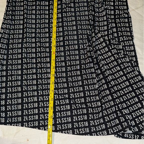 ZARA Dress Womens L Black Numerical Allover Print Cinged Waist Maxi - Picture 6 of 6